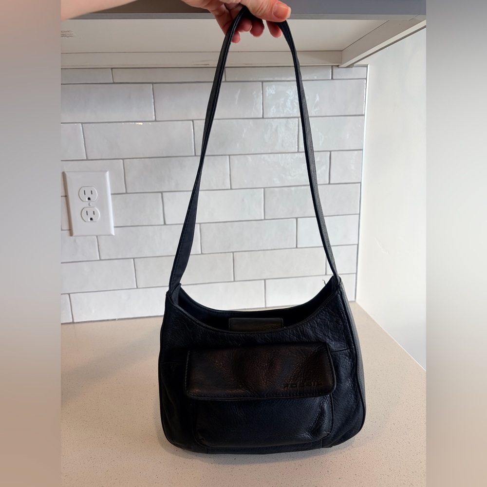 FOSSIL Vintage 90s Y2K Black Leather Edgy Grunge Moto Small Shoulder Bag
Purse